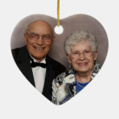 Christmas Poinsettia Heart Photo Ornament セラミックオーナメント (裏面)