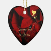Christmas Poinsettia Heart Photo Ornament セラミックオーナメント (左)