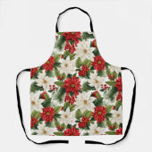 Christmas Poinsettia – Holiday Floral Design エプロン (正面)