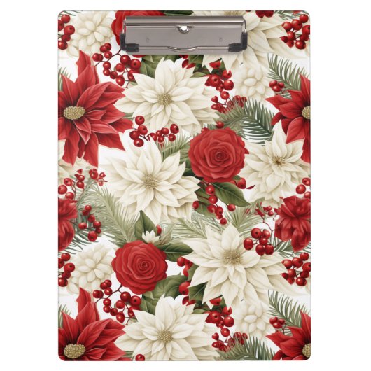 Christmas Poinsettia – Holiday Floral Design クリップボード (正面)