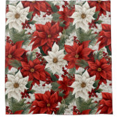 Christmas Poinsettia – Holiday Floral Design シャワーカーテン (正面)