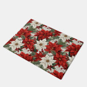 Christmas Poinsettia – Holiday Floral Design ドアマット (アングル)