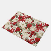 Christmas Poinsettia – Holiday Floral Design ドアマット (アングル)
