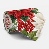 Christmas Poinsettia – Holiday Floral Design ネクタイ (ロール)
