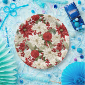 Christmas Poinsettia – Holiday Floral Design ペーパープレート (パーティー)