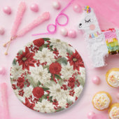 Christmas Poinsettia – Holiday Floral Design ペーパープレート (パーティー)