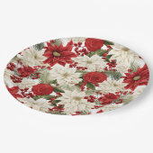 Christmas Poinsettia – Holiday Floral Design ペーパープレート (アングル)