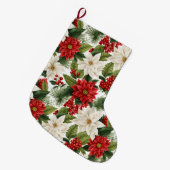 Christmas Poinsettia – Holiday Floral Design ラージクリスマスストッキング (正面 (吊り時))