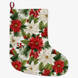 Christmas Poinsettia – Holiday Floral Design ラージクリスマスストッキング