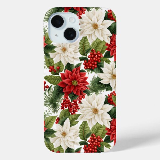 Christmas Poinsettia – Holiday Floral Design Case-Mate iPhoneケース (裏面)