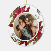 Christmas Poinsettia Joyeux Noel写真 セラミックオーナメント (左)