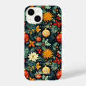 Christmas Poinsettia Ornament Name Art iPhoneケース (裏面)