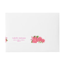 Christmas Poinsettia White ラップアラウンド宛名ラベル