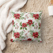 Christmas Poinsettias and Holly クッション (ブランケット)