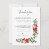 Christmas Poinsettias Flowers & Branches Photo サンキューカード (裏面)