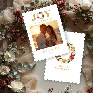 Christmas Poinsettias Wreath Mexican Embroidery シーズンカード