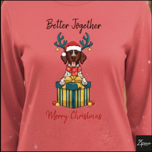 Christmas Pointer Dog Ticked Gift Graphic トライブレンドＴシャツ