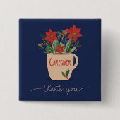 Christmas Pointsettiasで介護者が有難う 缶バッジ (正面)