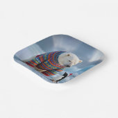 Christmas Polar Bear and Penguin On a Glacier ペーパープレート (傾斜あり)