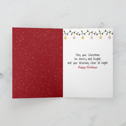 Christmas Polar Bear Pushing a Snowblower カード (内部)