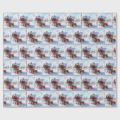 Christmas Polar Bear Pushing a Snowblower ラッピングペーパー (フラット)