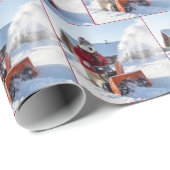 Christmas Polar Bear Pushing a Snowblower ラッピングペーパー (ロールコーナー)