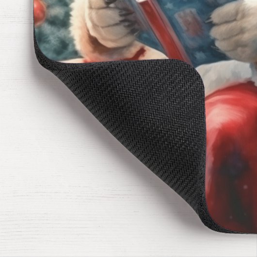 Christmas Polar Bear reading マウスパッド (コーナー)