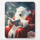 Christmas Polar Bear reading マウスパッド (正面)