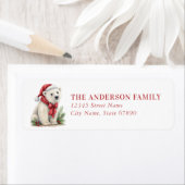 Christmas Polar Bear Return Address Labels ラベル (インサイチュ)