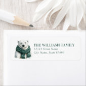 Christmas Polar Bear Return Address Labels ラベル (インサイチュ)
