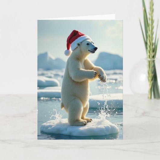 Christmas Polar Bear Splash Card カード (正面)