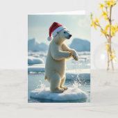 Christmas Polar Bear Splash Card カード (黄色い花)