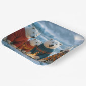 Christmas Polar Bears Around a Bonfire ペーパープレート (傾斜あり)