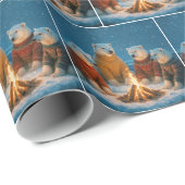 Christmas Polar Bears Around a Bonfire ラッピングペーパー (ロールコーナー)