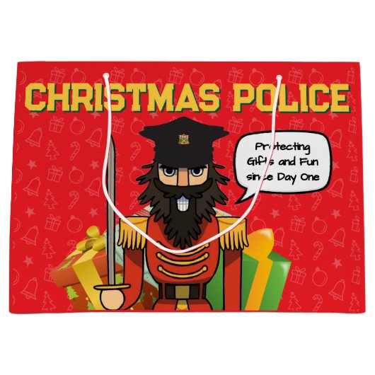 Christmas Police Gift Bag – Funny Holiday Desig ラージペーパーバッグ (正面)