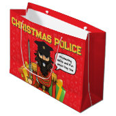Christmas Police Gift Bag – Funny Holiday Desig ラージペーパーバッグ (正面アングル)