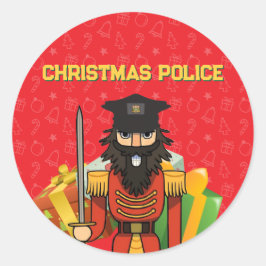 🎄 Christmas Police Round Stickers – Funny Holiday ラウンドシール
