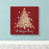 Christmas Polka Dot Tree Holiday キャンバスプリント (インサイチュ (ウッドフロア))