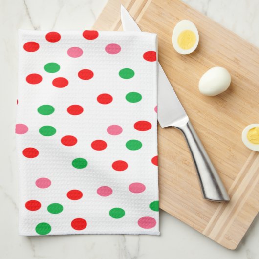 Christmas Polka Dots キッチンタオル (四つ折り)