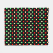 Christmas - Polka Dots Pattern on Black Background フリースブランケット (正面(横))