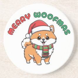 Christmas Pomeranian Coaster: Merry Woofmas コースター