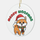 Christmas Pomeranian Ornament: Merry Woofmas セラミックオーナメント (左)