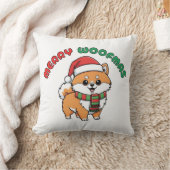 Christmas Pomeranian Pillow: Merry Woofmas クッション (ブランケット)