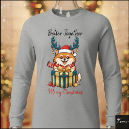 Christmas Pomeranian Reindeer Scarf Gift Graphic トライブレンドＴシャツ