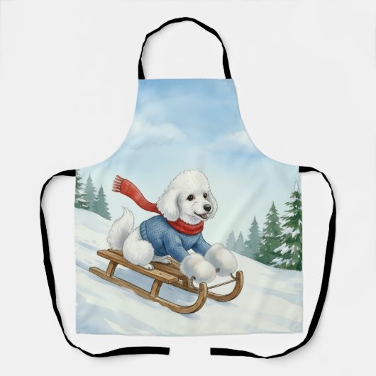 Christmas Poodle Sledding, Apron エプロン (正面)