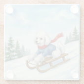 Christmas Poodle Sledding, Glass Coaster ガラスコースター (裏面)