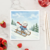 Christmas Poodle Sledding, Napkins スタンダードランチョンナプキン (インサイチュ)