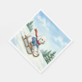 Christmas Poodle Sledding, Napkins スタンダードランチョンナプキン (角)