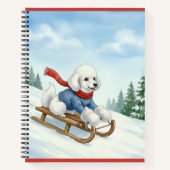 Christmas Poodle Sledding, Notebook ノートブック (正面)