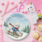 Christmas Poodle Sledding, Paper Plates ペーパープレート (パーティー)